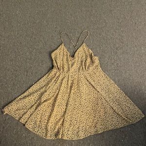 Tan and Black Printed Skater Dress